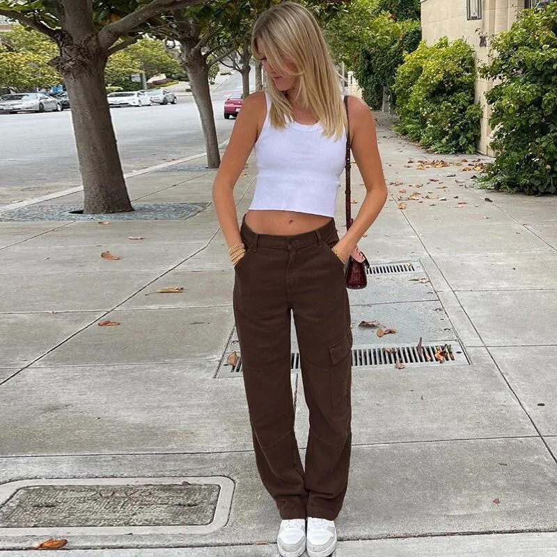 Women's High Waist Long Cargo Pants with Spacious pockets