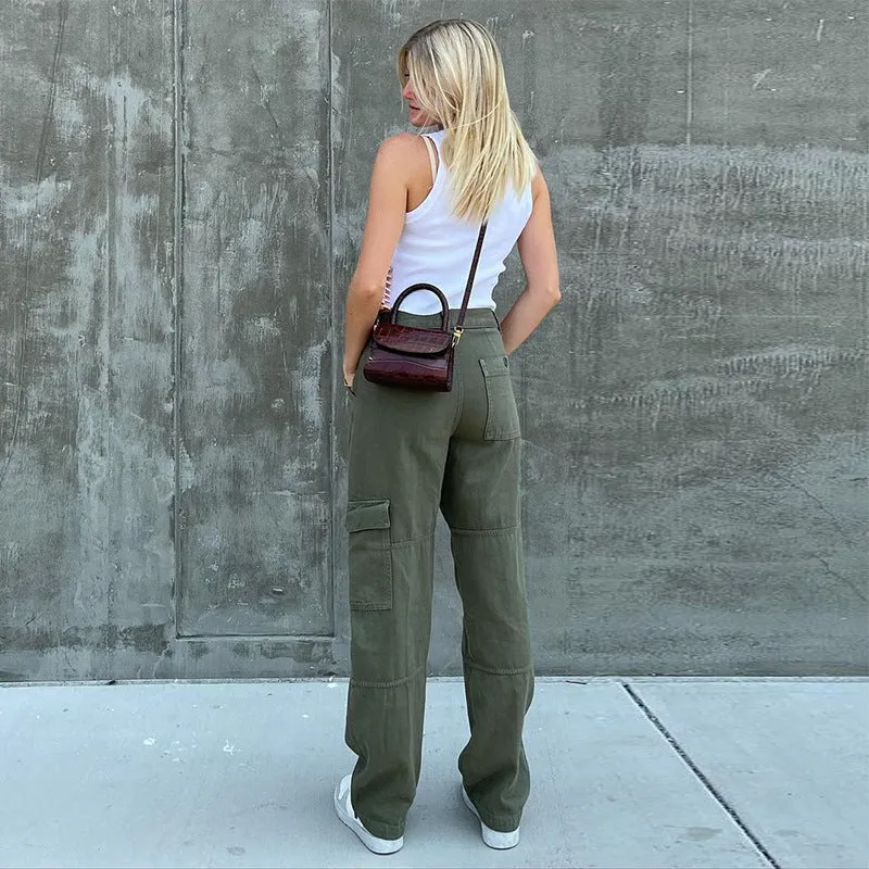 Women's High Waist Long Cargo Pants with Spacious pockets