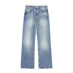 Women's Vintage Casual Mid Waist Baggy Jeans with Drawstring | Perfect for All Seasons