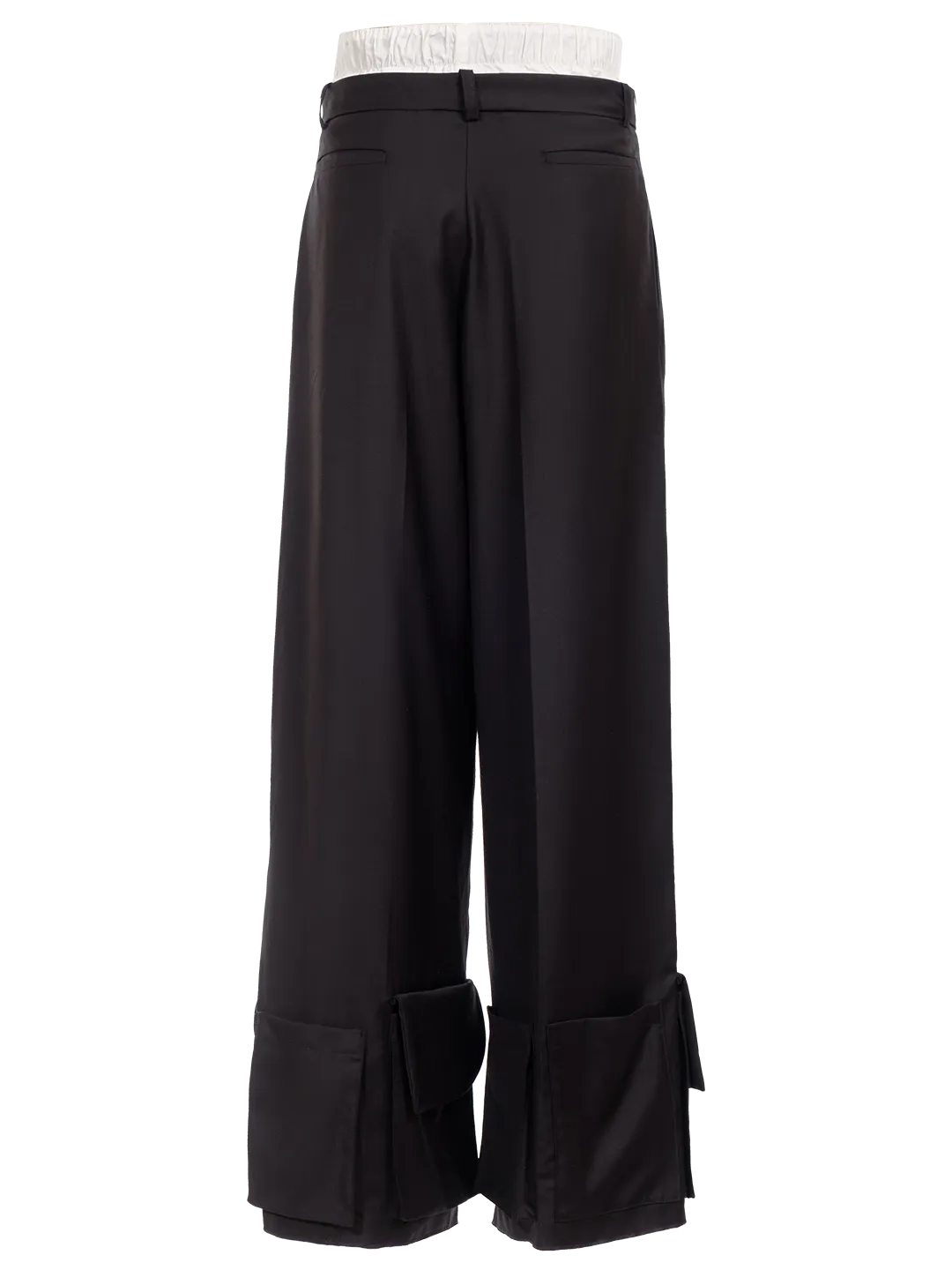 Wool Blend Cargo Hem Double Waist Pants