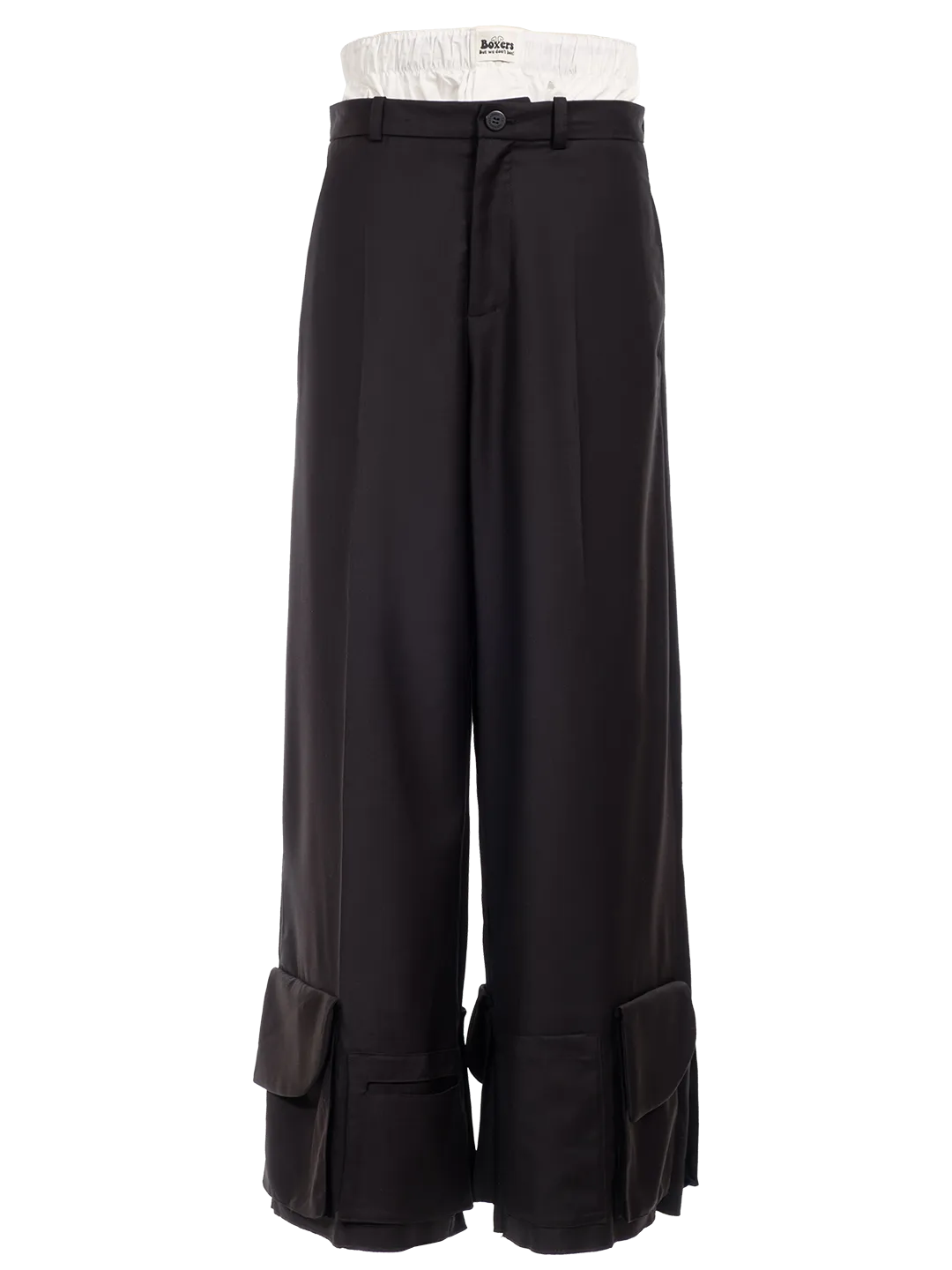 Wool Blend Cargo Hem Double Waist Pants