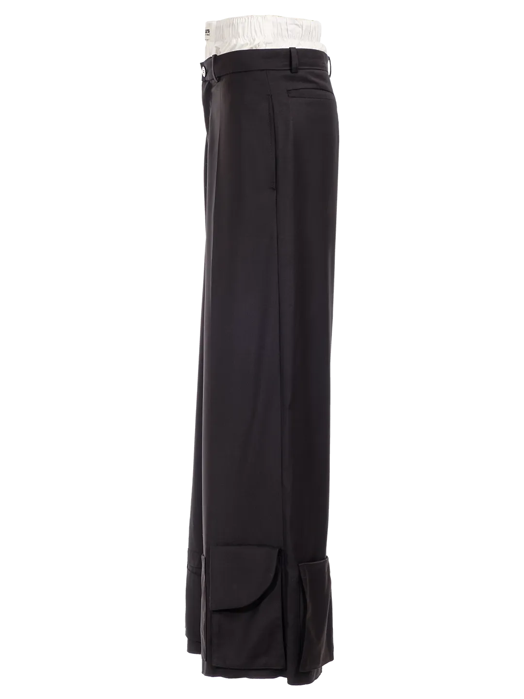 Wool Blend Cargo Hem Double Waist Pants