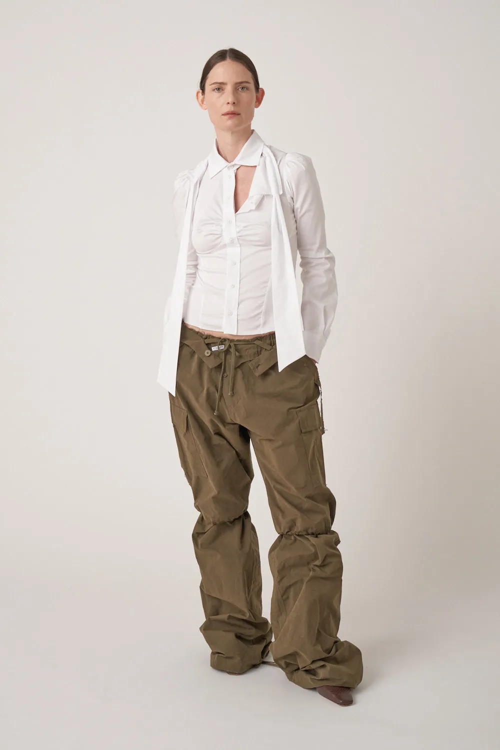 Woven Deconstructed Lavalliere Blouse