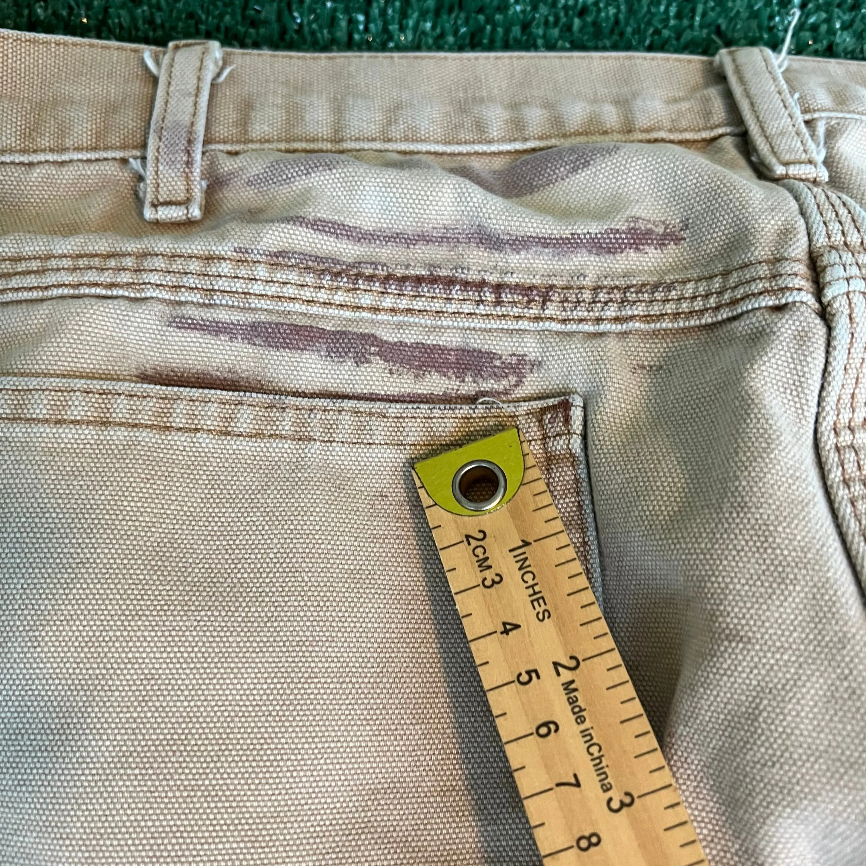 Y2K Dickies Baggy Straight Sun Faded Beige Canvas Carpenter Pants - 38x28" 18" Openings