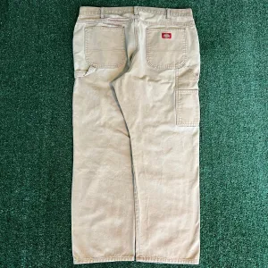 Y2K Dickies Baggy Straight Sun Faded Beige Canvas Carpenter Pants - 38x28" 18" Openings