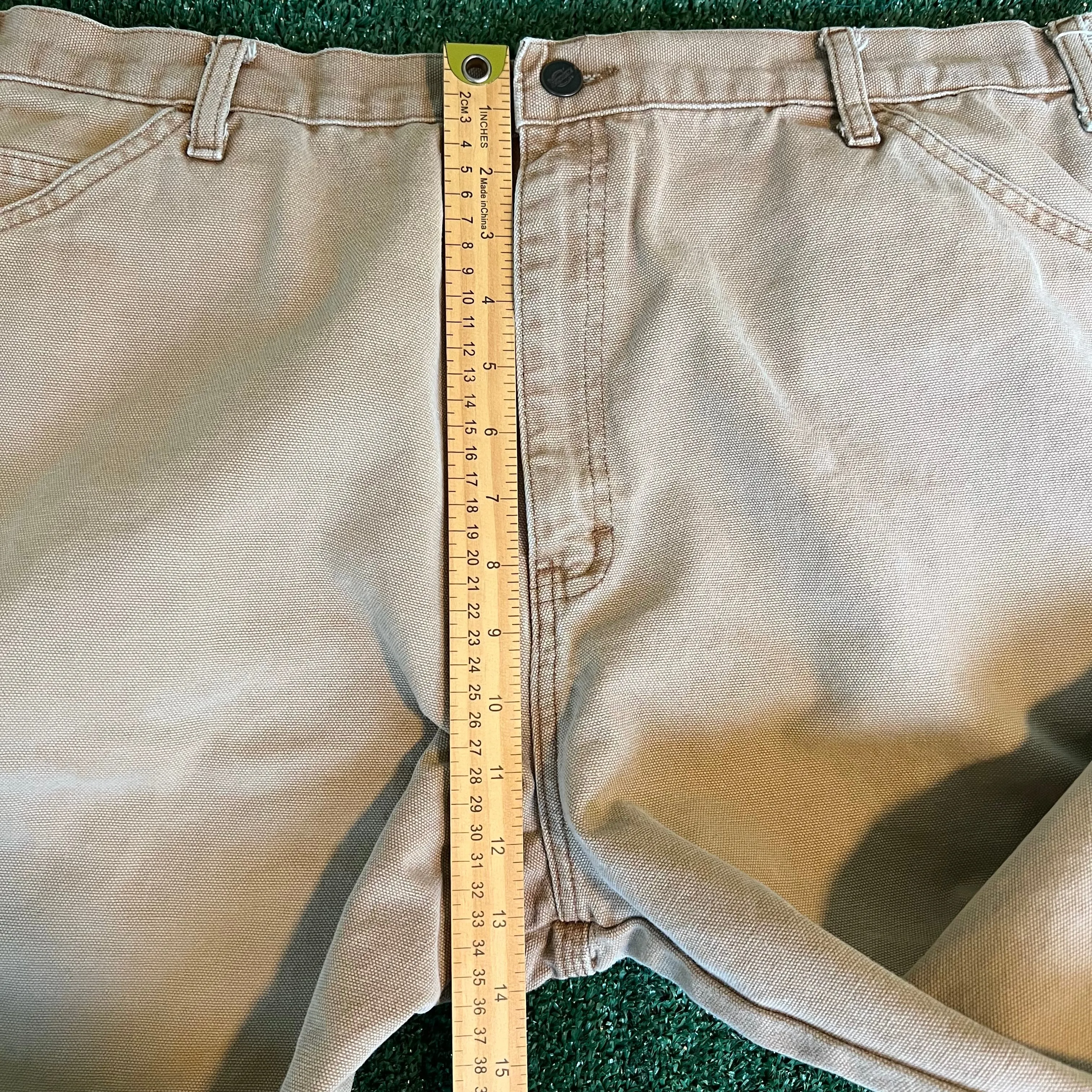 Y2K Dickies Baggy Straight Sun Faded Beige Canvas Carpenter Pants - 38x28" 18" Openings