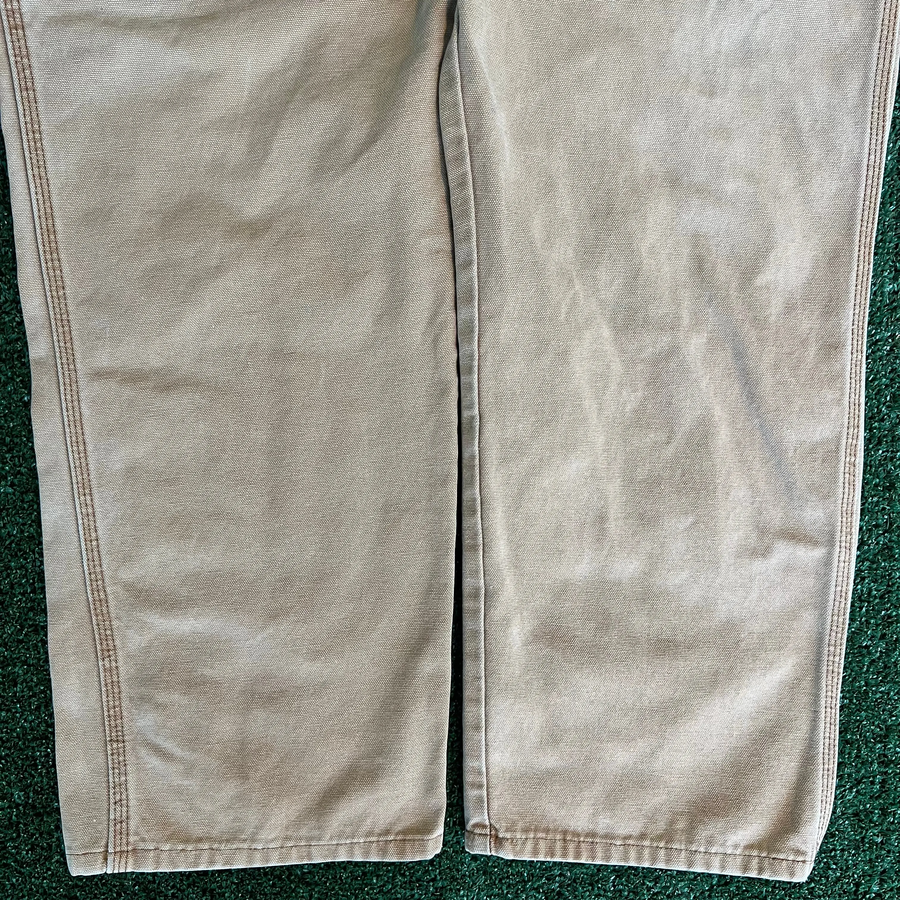 Y2K Dickies Baggy Straight Sun Faded Beige Canvas Carpenter Pants - 38x28" 18" Openings