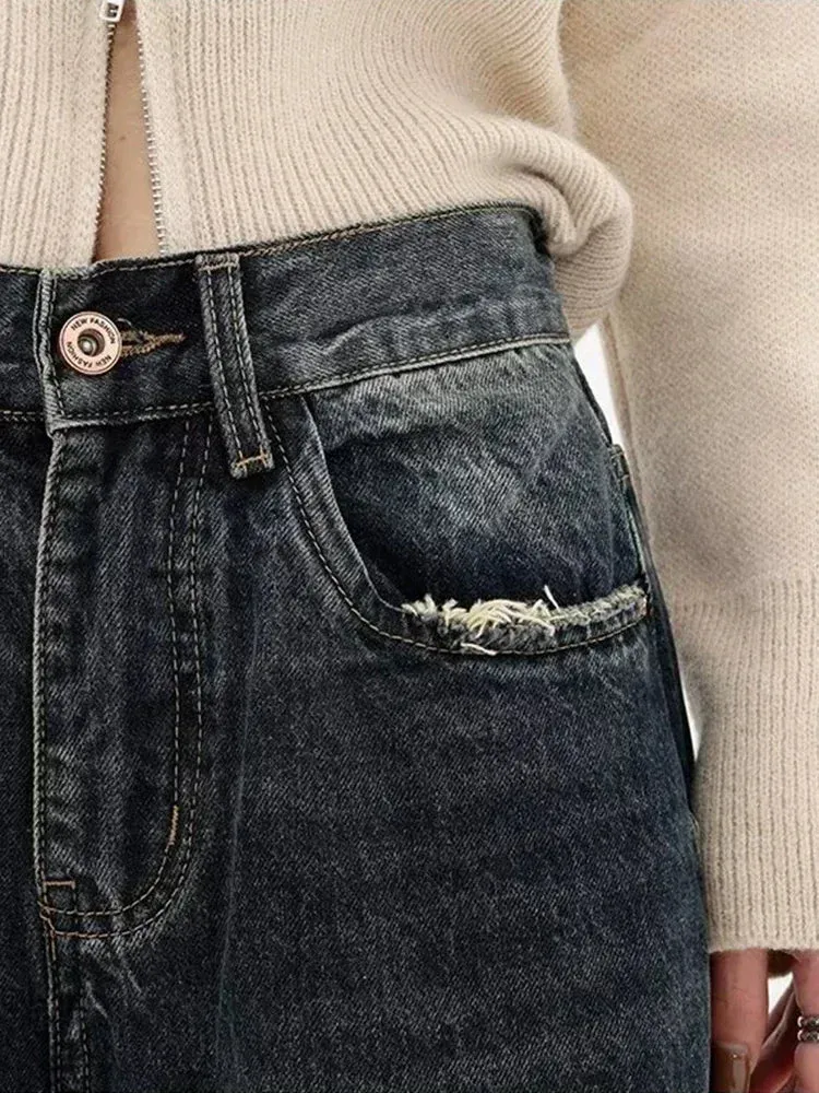 Y2K Distressed Pocket Denim Jeans