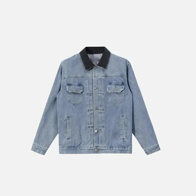 Y2K Loose Washed Denim Set with Stylish Lapel Collar