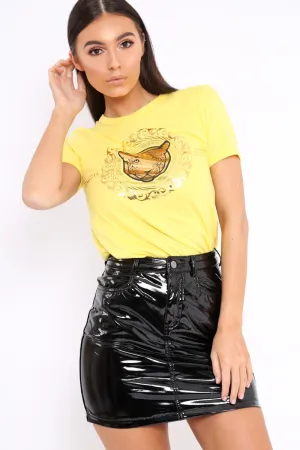Yellow T-Shirt with Gold Tiger Design - Fay