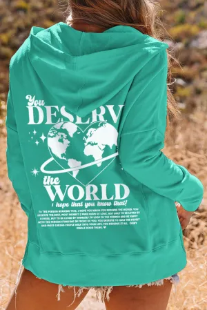 You Deserve The World Print Henley Hoodie