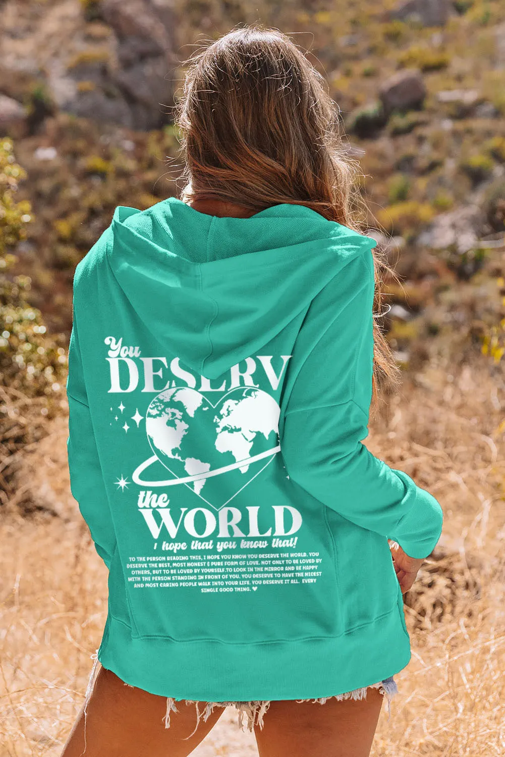 You Deserve The World Print Henley Hoodie