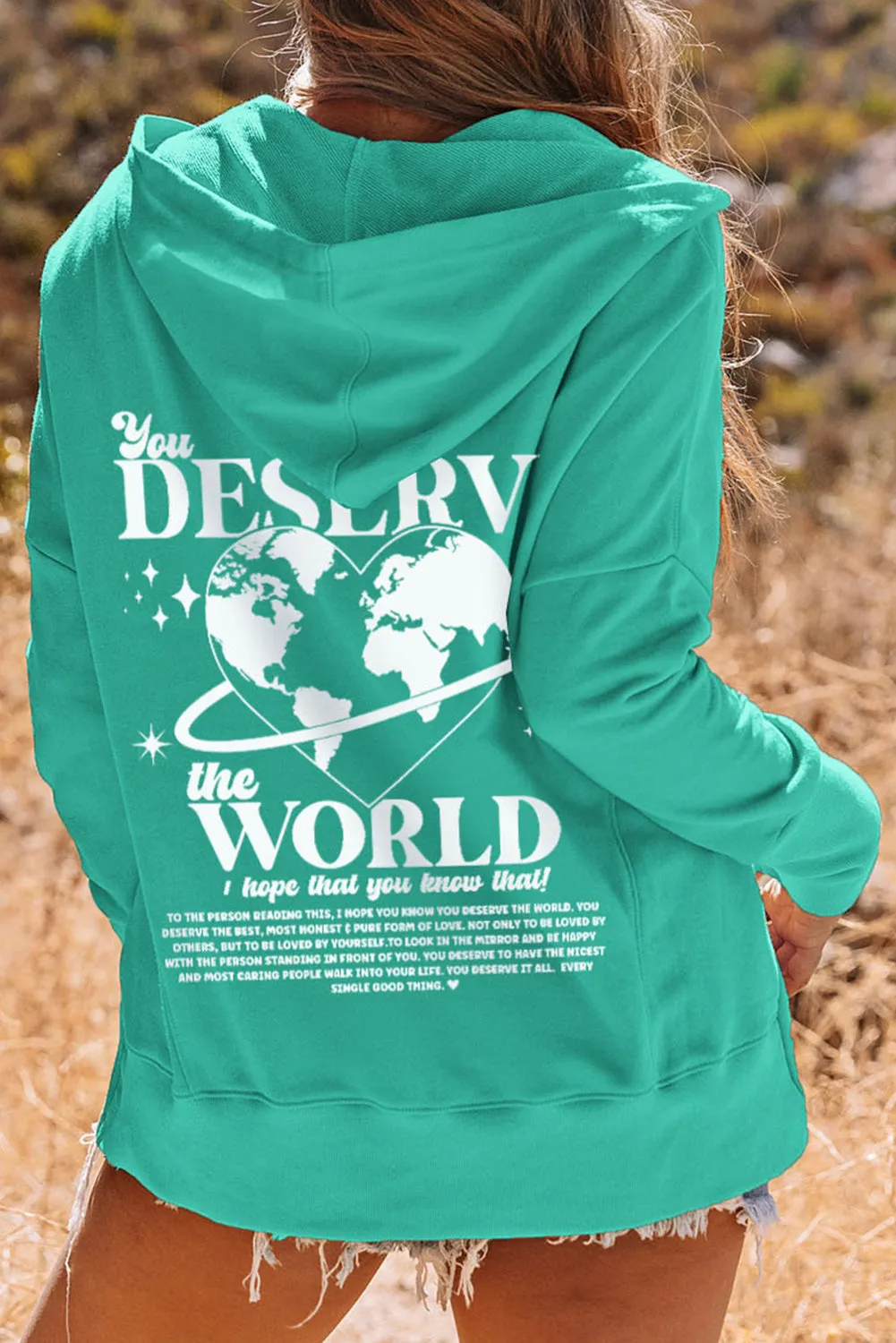 You Deserve The World Print Henley Hoodie